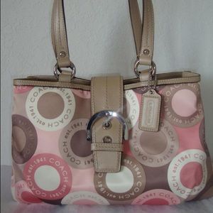 Pink, Tan, Brown Coach Purse